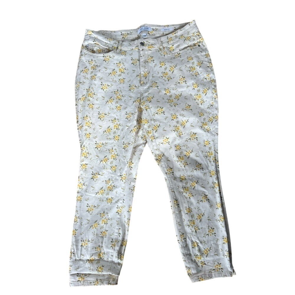Judy Blue skinny fit yellow floral pattern jeans‎